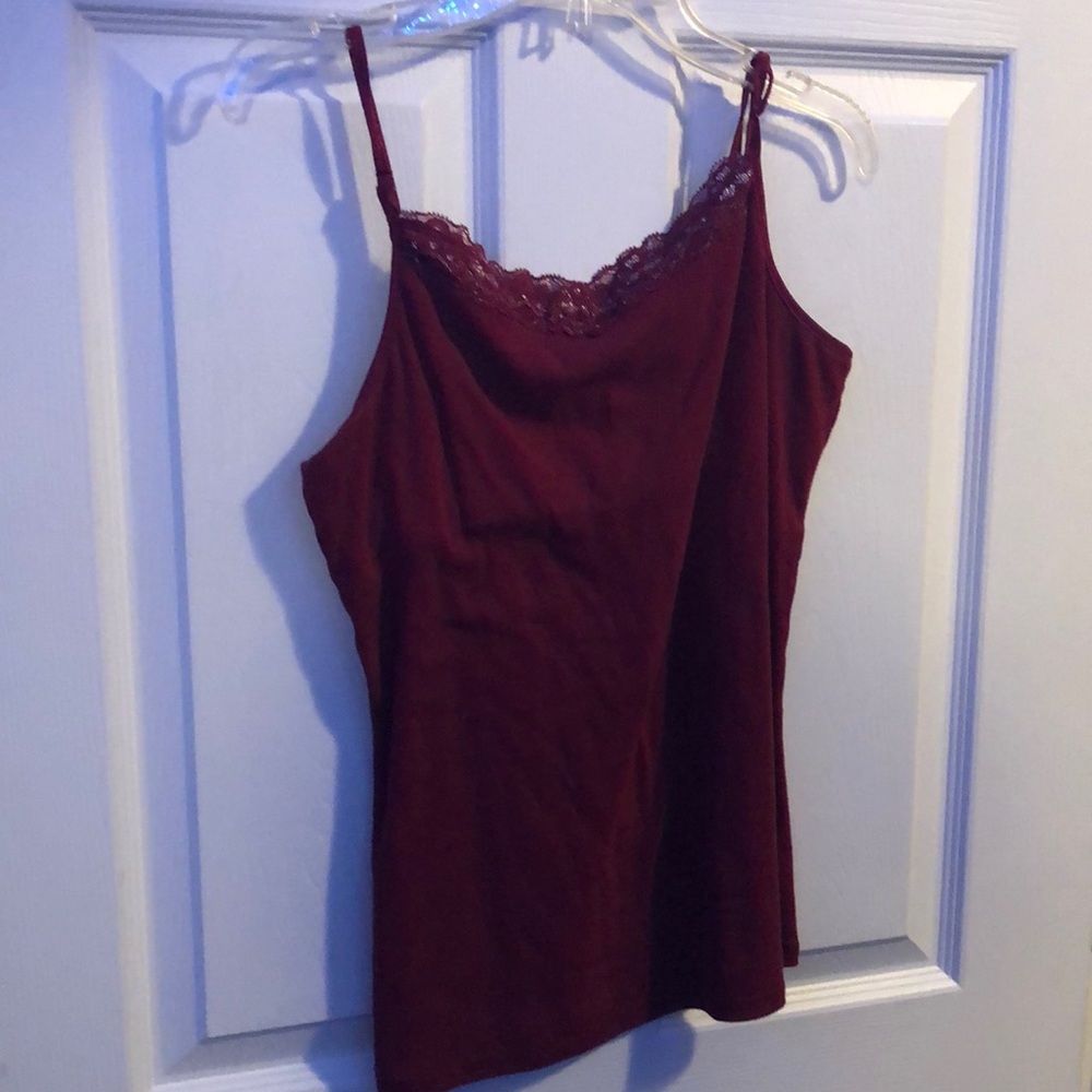 Dark red justice tank top